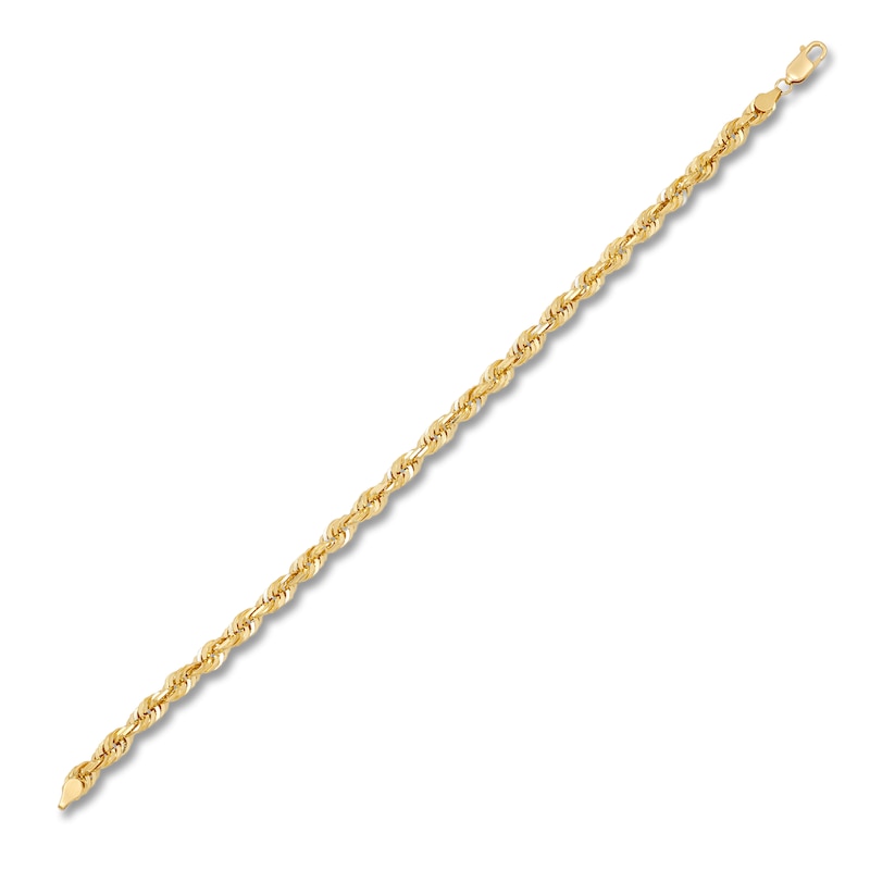 Main Image 2 of Solid Glitter Rope Chain Bracelet 5.5mm 10K Yellow Gold 8.25"