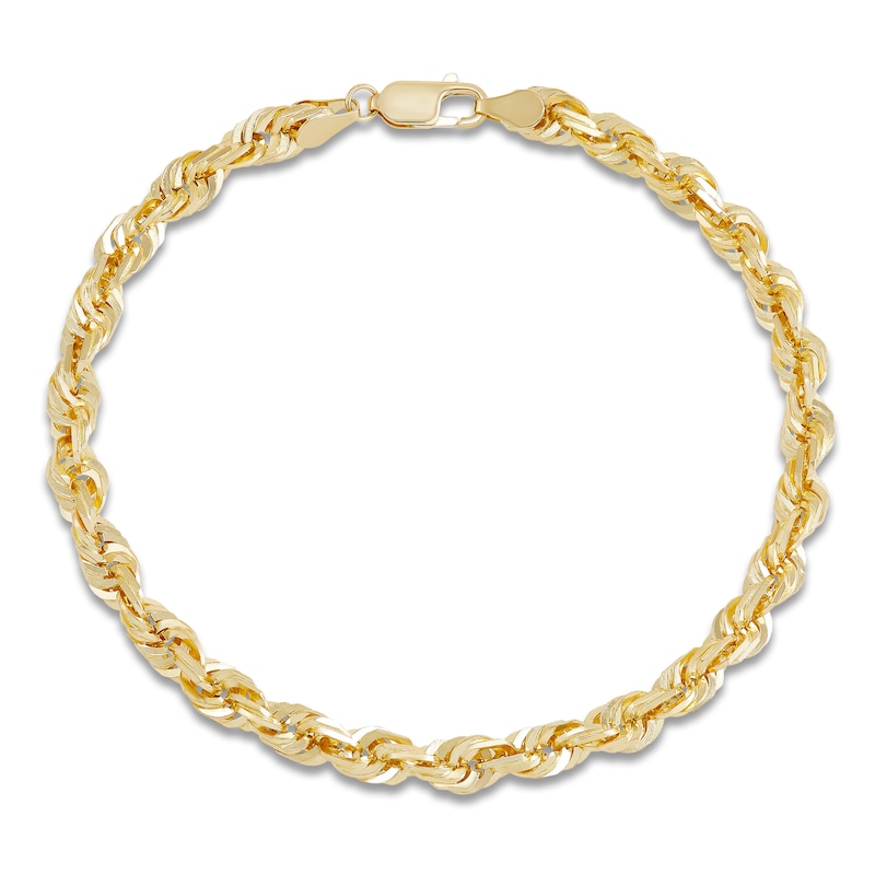 Main Image 3 of Solid Glitter Rope Chain Bracelet 5.5mm 10K Yellow Gold 8.25"