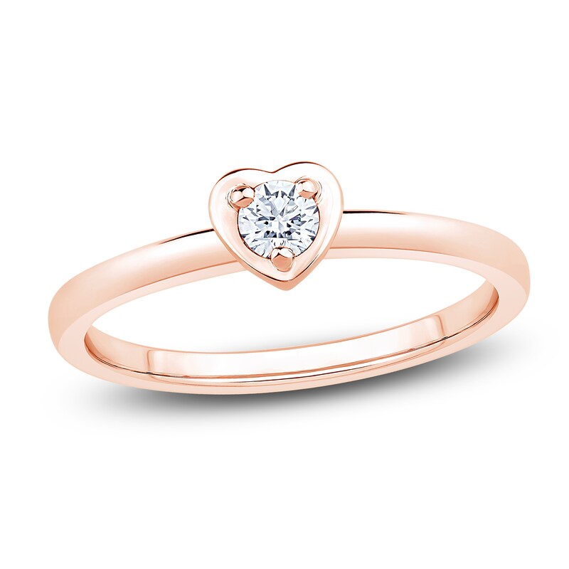 Main Image 1 of Diamond Heart-Shaped Promise Ring 1/8 ct tw 10K Rose Gold