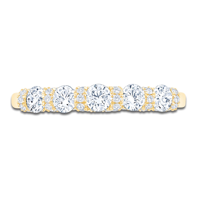 Main Image 3 of Certified Diamond Five-Stone Anniversary Ring 1 ct tw 18K Yellow Gold
