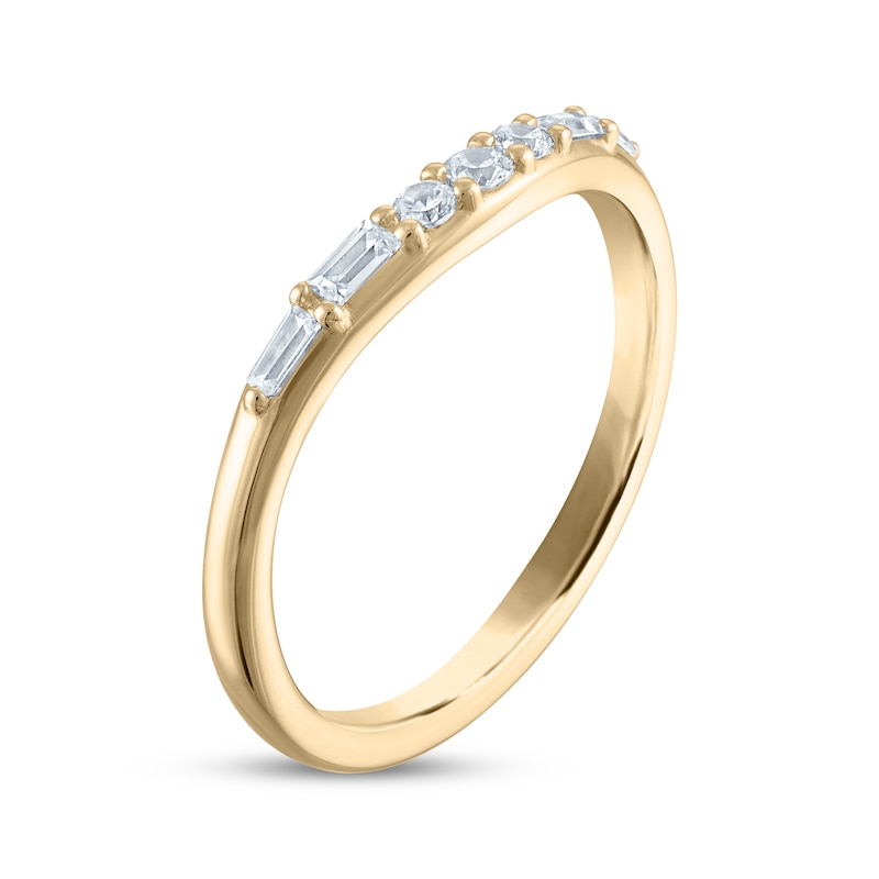 Main Image 2 of Vera Wang VOW Round & Baguette-Cut Diamond Wedding Band 1/5 ct tw 14K Yellow Gold