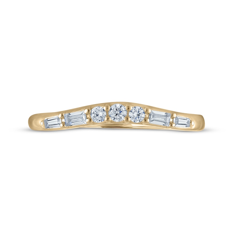Main Image 3 of Vera Wang VOW Round & Baguette-Cut Diamond Wedding Band 1/5 ct tw 14K Yellow Gold