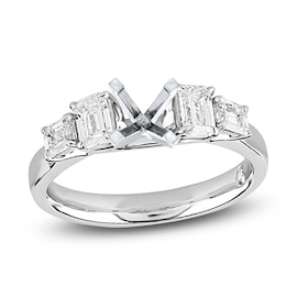 Storied Diamond Desert Sands of Eternity Emerald-Cut Engagement Ring Setting 1 ct tw 18K White Gold