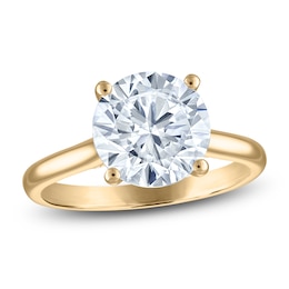 Round-Cut Lab-Grown Diamond Solitaire Plus Engagement Ring 3 ct tw 18K Yellow Gold (VS2/F)
