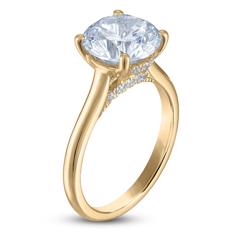 Main Image 2 of Round-Cut Lab-Grown Diamond Solitaire Plus Engagement Ring 3 ct tw 18K Yellow Gold (VS2/F)