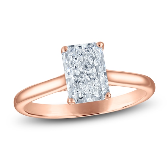 Radiant-Cut Lab-Grown Diamond Solitaire Plus Engagement Ring 1-5/8 ct tw 18K Rose Gold (VS2/F)