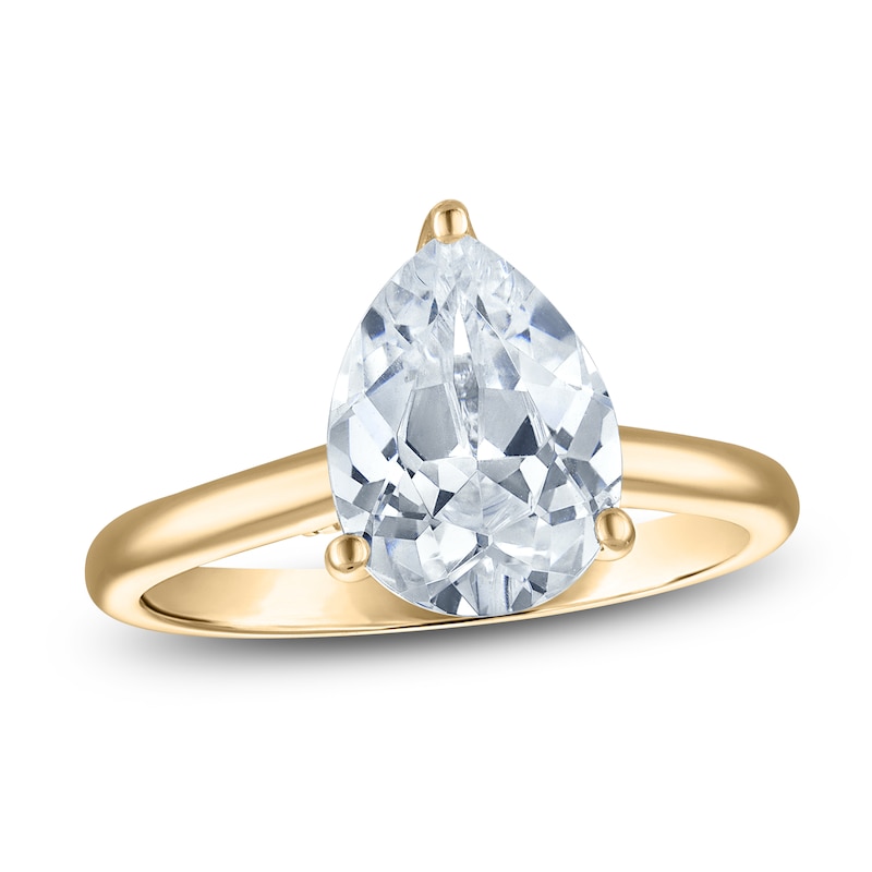 Main Image 1 of Pear-Shaped Lab-Grown Diamond Solitaire Plus Engagement Ring 2-1/8 ct tw 18K Yellow Gold (VS2/F)
