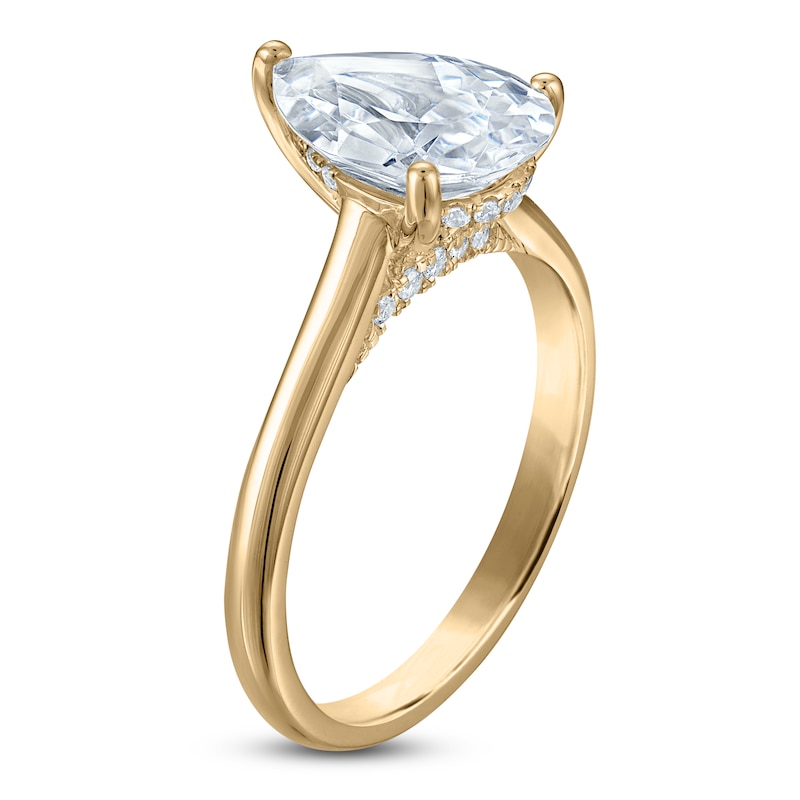 Main Image 2 of Pear-Shaped Lab-Grown Diamond Solitaire Plus Engagement Ring 2-1/8 ct tw 18K Yellow Gold (VS2/F)