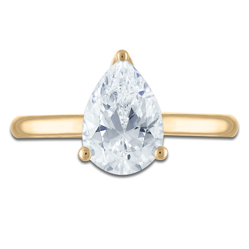 Main Image 3 of Pear-Shaped Lab-Grown Diamond Solitaire Plus Engagement Ring 2-1/8 ct tw 18K Yellow Gold (VS2/F)