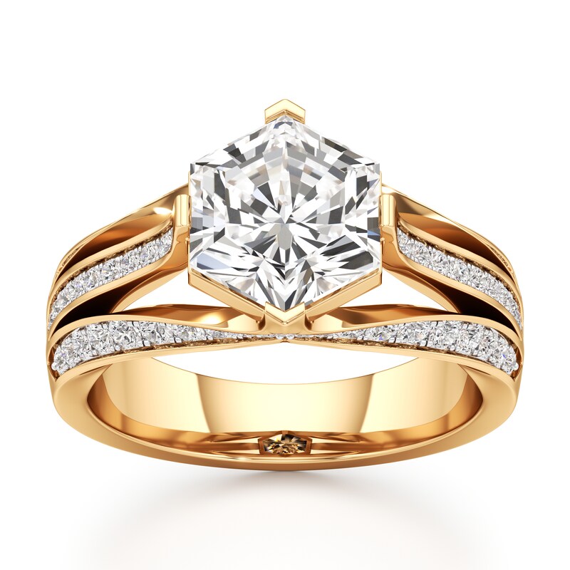 Main Image 1 of J'Lure Lab-Grown Diamond Hexagon Brilliant-Cut Engagement Ring 3-1/2 ct tw 18K Yellow Gold