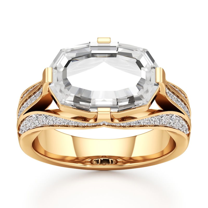 Main Image 1 of J'Lure Lab-Grown Diamond Oval Portrait-Cut Engagement Ring 3-1/2 ct tw 18K Yellow Gold