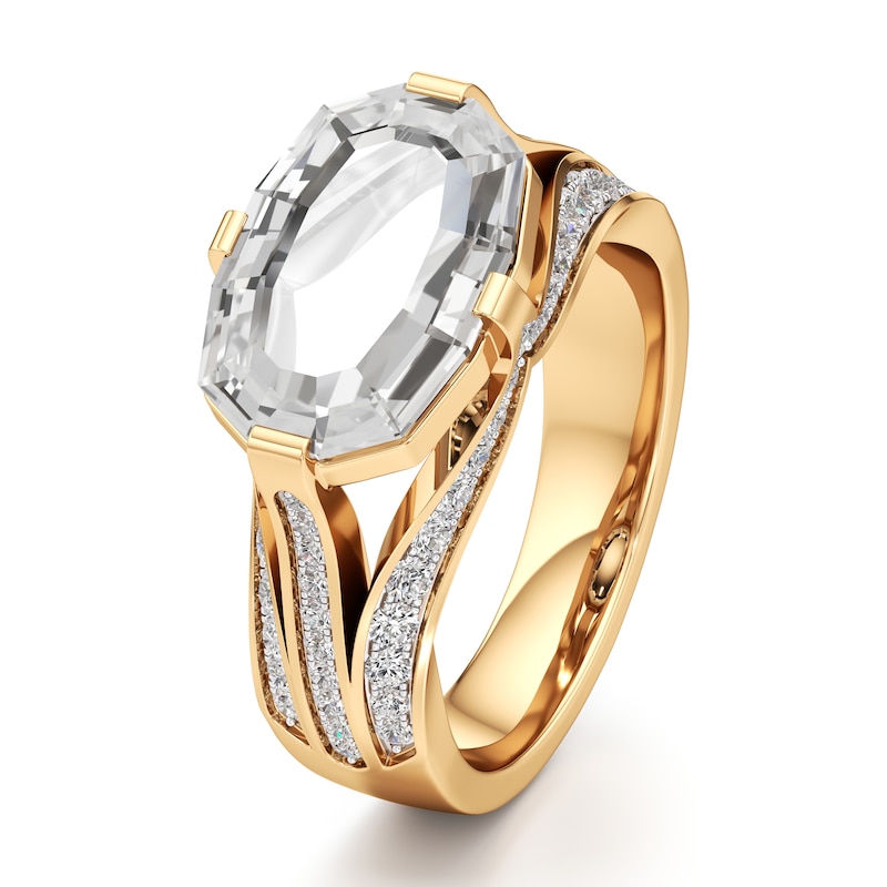 Main Image 4 of J'Lure Lab-Grown Diamond Oval Portrait-Cut Engagement Ring 3-1/2 ct tw 18K Yellow Gold