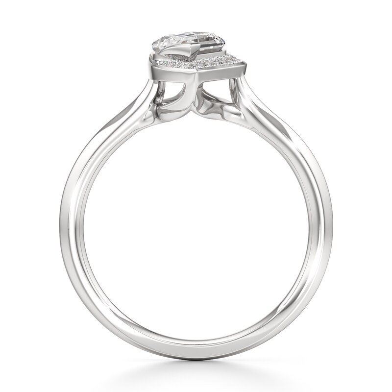 Main Image 2 of J'Lure Leaf Step-Cut Lab-Created Diamond Half-Halo Engagement Ring 1 ct tw 18K White Gold