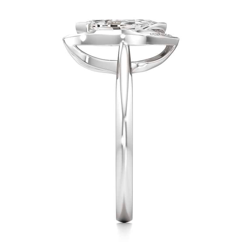 Main Image 3 of J'Lure Leaf Step-Cut Lab-Created Diamond Half-Halo Engagement Ring 1 ct tw 18K White Gold