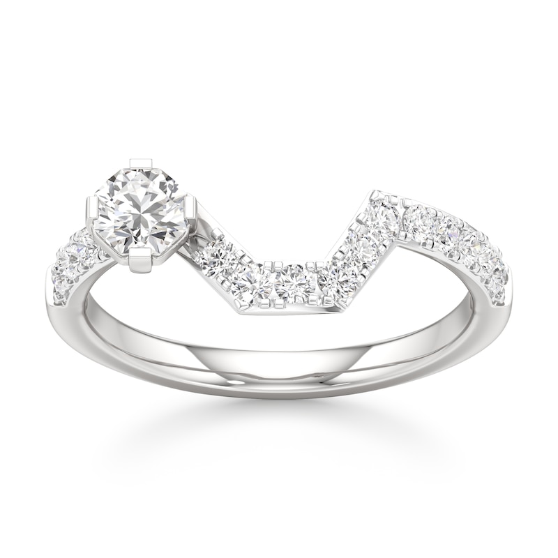 Main Image 1 of J'Lure Octagon Brilliant-Cut Lab-Grown Diamond Contour Wedding Band 1/2 ct tw 18K White Gold