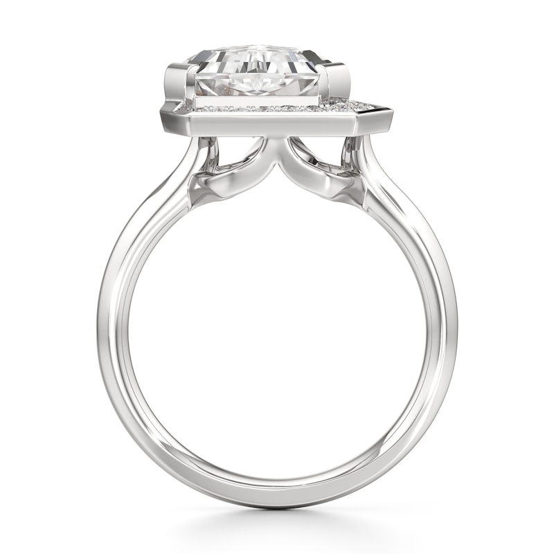 Main Image 2 of J'Lure Shield Step-Cut Lab-Grown Diamond Half-Halo Engagement Ring 3-1/6 ct tw 18K White Gold