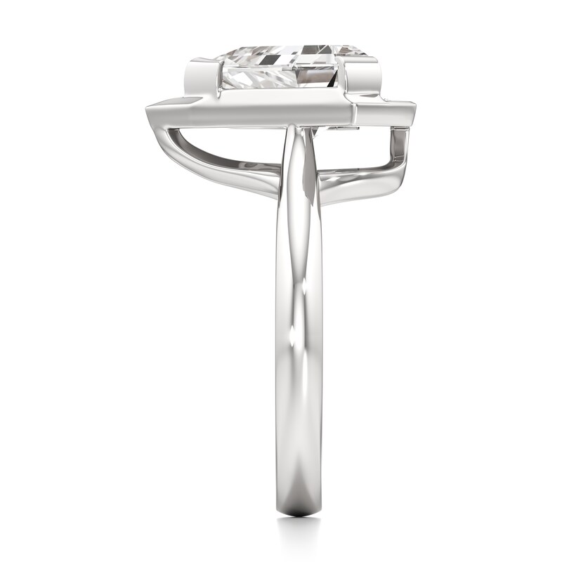 Main Image 3 of J'Lure Shield Step-Cut Lab-Grown Diamond Half-Halo Engagement Ring 3-1/6 ct tw 18K White Gold