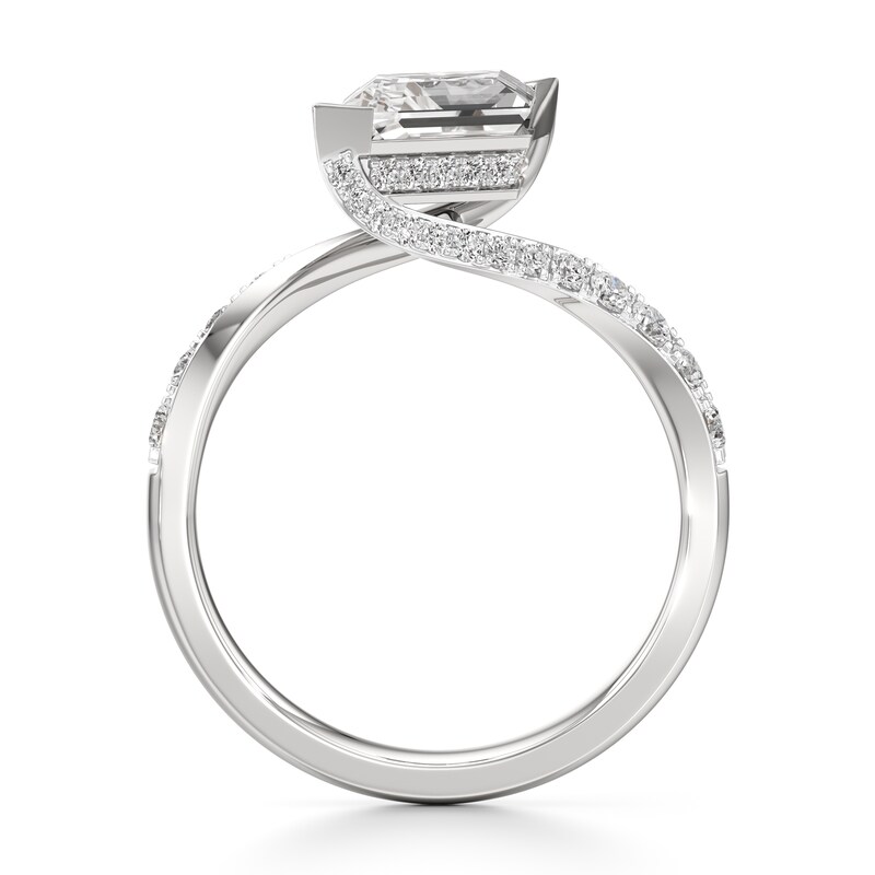 Main Image 2 of J'Lure Lozenge Step-Cut Lab-Grown Diamond Bypass Engagement Ring 2-1/2 ct tw 18K White Gold