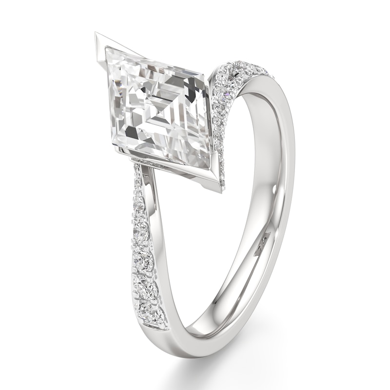 Main Image 4 of J'Lure Lozenge Step-Cut Lab-Grown Diamond Bypass Engagement Ring 2-1/2 ct tw 18K White Gold