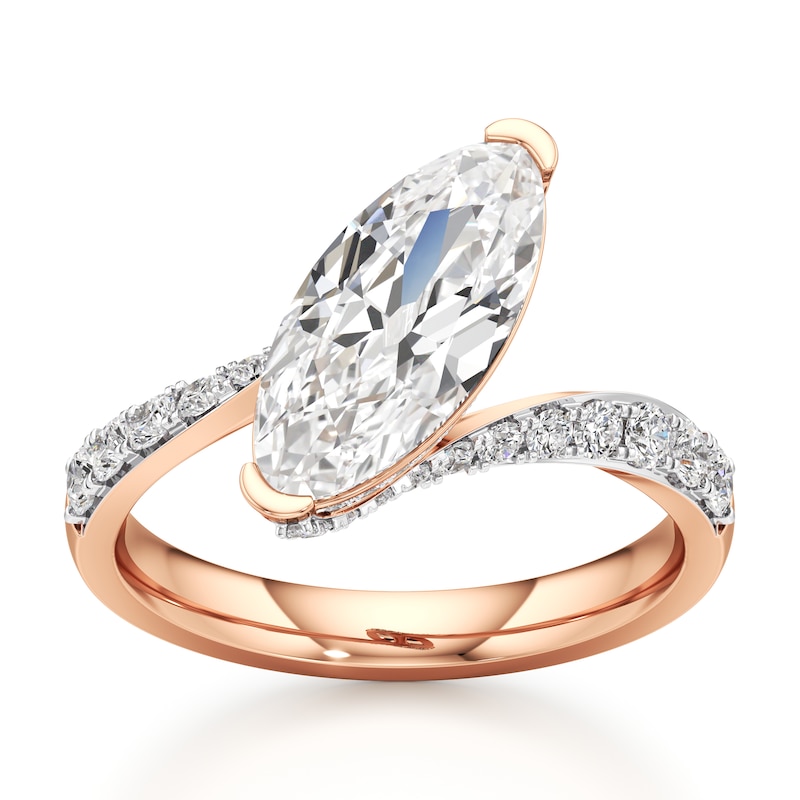 Main Image 1 of J'Lure Moval Old-Cut Lab-Grown Diamond Bypass Engagement Ring 2-1/2 ct tw 18K Rose Gold