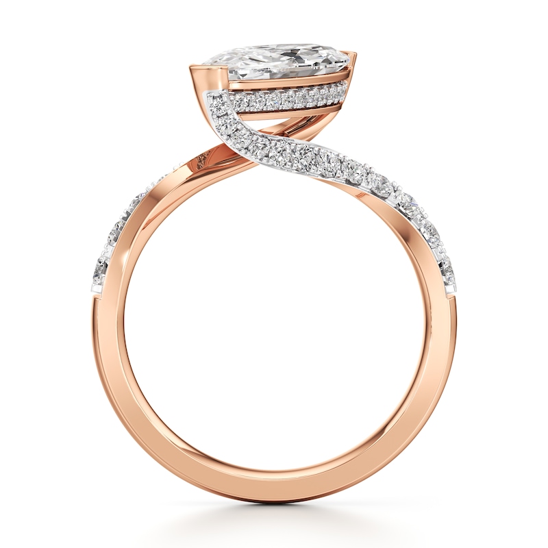 Main Image 2 of J'Lure Moval Old-Cut Lab-Grown Diamond Bypass Engagement Ring 2-1/2 ct tw 18K Rose Gold
