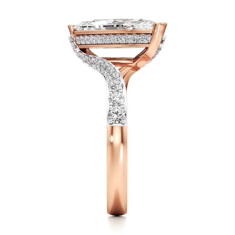 Main Image 3 of J'Lure Moval Old-Cut Lab-Grown Diamond Bypass Engagement Ring 2-1/2 ct tw 18K Rose Gold