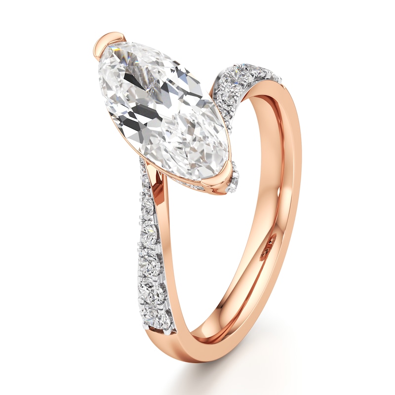Main Image 4 of J'Lure Moval Old-Cut Lab-Grown Diamond Bypass Engagement Ring 2-1/2 ct tw 18K Rose Gold