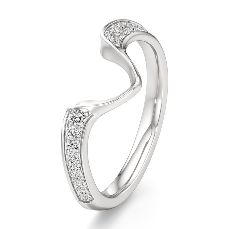 Main Image 4 of J'Lure Lab-Grown Diamond Contour Wedding Band 1/6 ct tw 18K White Gold