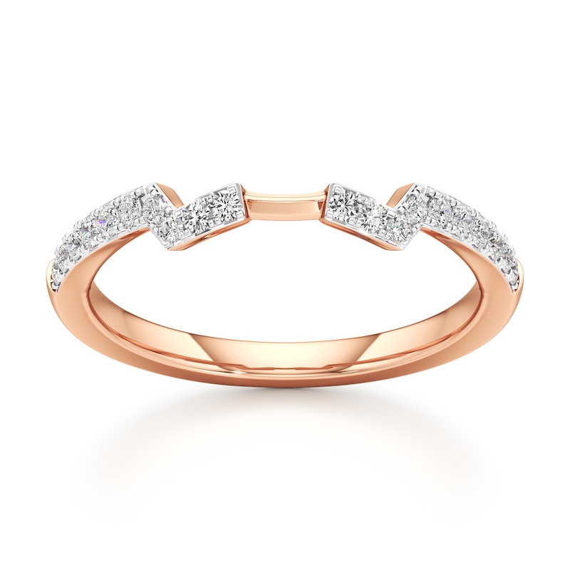 Main Image 1 of J'Lure Lab-Grown Diamond Angled Contour Wedding Band 1/6 ct tw 18K Rose Gold