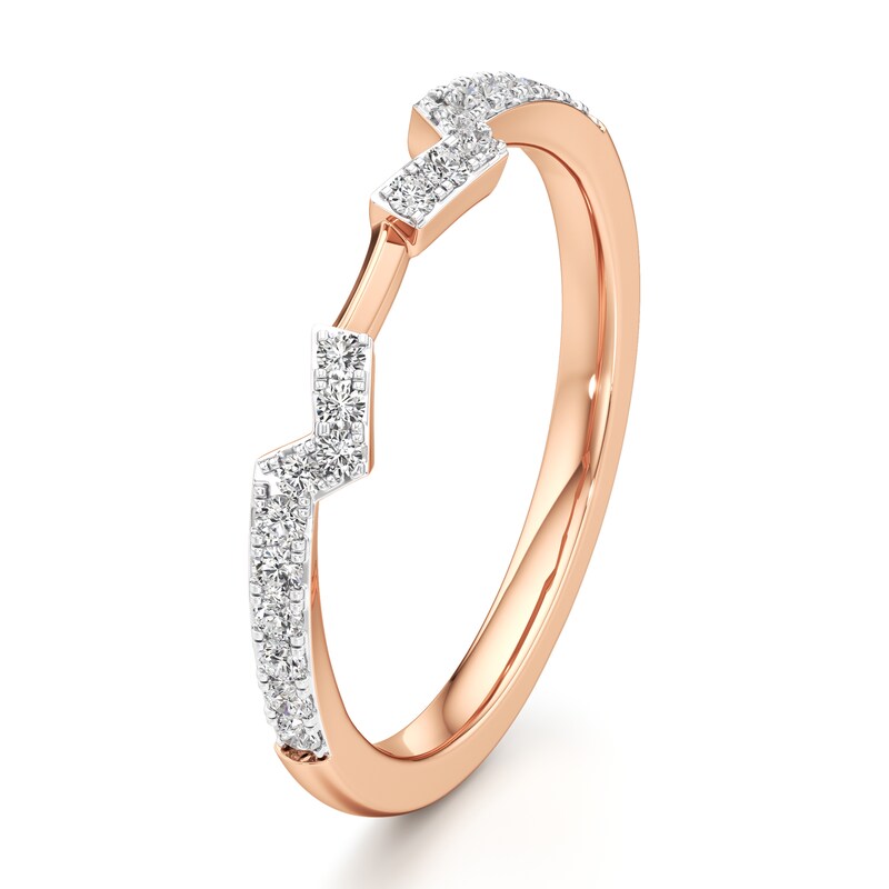 Main Image 4 of J'Lure Lab-Grown Diamond Angled Contour Wedding Band 1/6 ct tw 18K Rose Gold