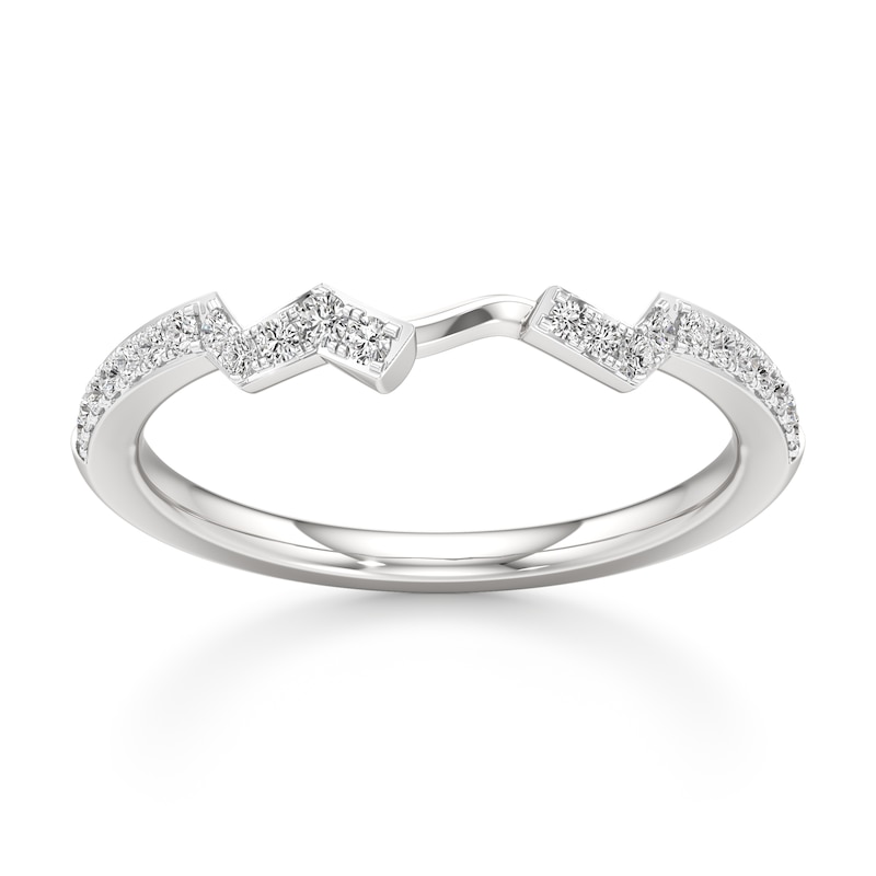 Main Image 1 of J'Lure Lab-Grown Diamond Angled Contour Wedding Band 1/6 ct tw 18K White Gold