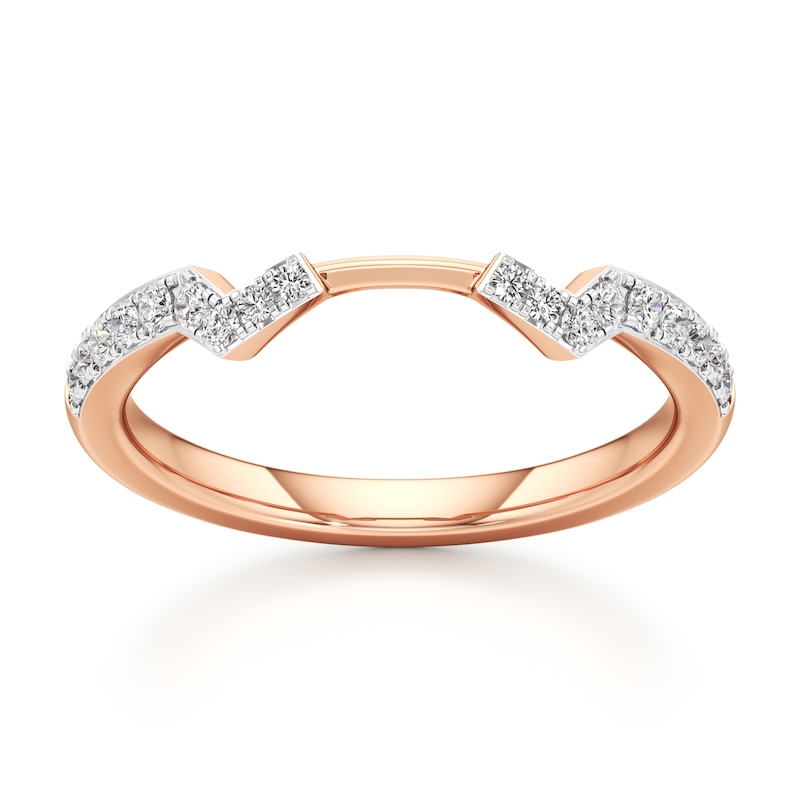 Main Image 1 of J'Lure Lab-Grown Diamond Angled Contour Wedding Band 1/5 ct tw 18K Rose Gold