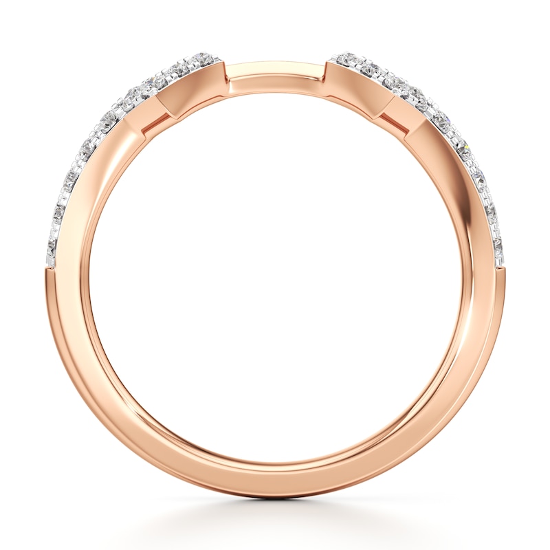 Main Image 2 of J'Lure Lab-Grown Diamond Angled Contour Wedding Band 1/5 ct tw 18K Rose Gold