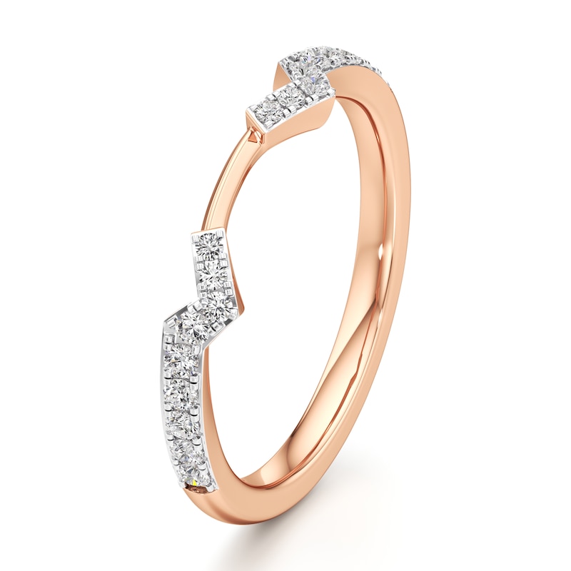 Main Image 4 of J'Lure Lab-Grown Diamond Angled Contour Wedding Band 1/5 ct tw 18K Rose Gold