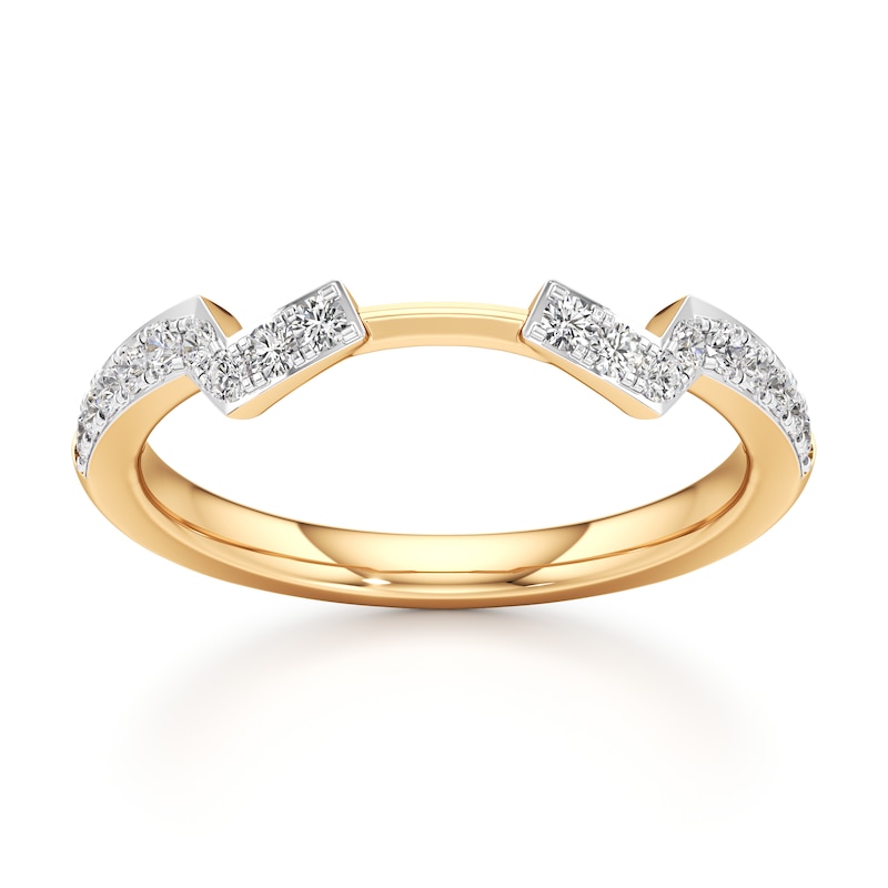 Main Image 1 of J'Lure Lab-Grown Diamond Angled Contour Wedding Band 1/4 ct tw 18K Yellow Gold