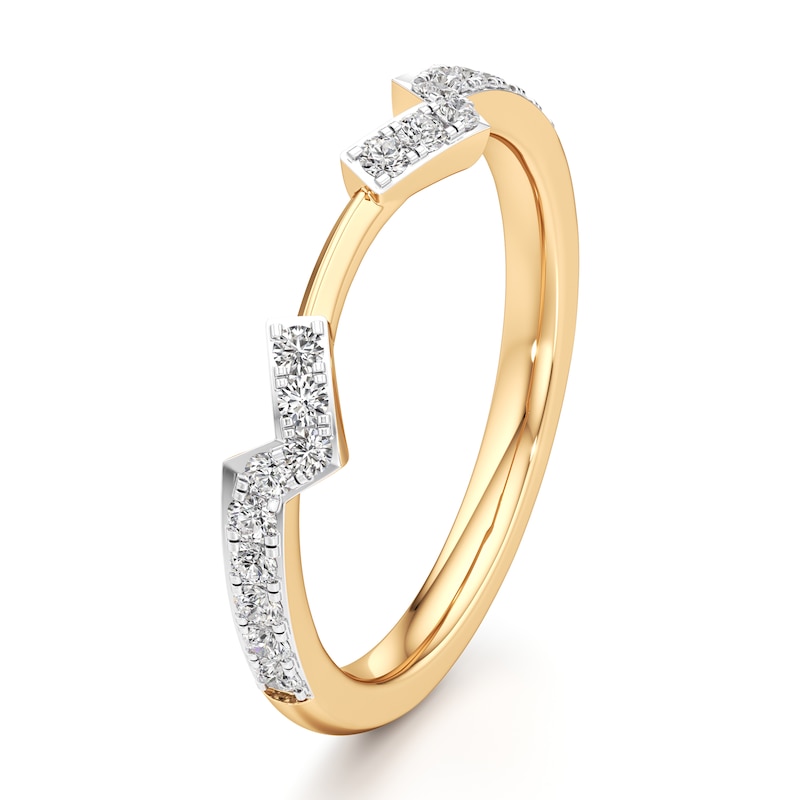 Main Image 4 of J'Lure Lab-Grown Diamond Angled Contour Wedding Band 1/4 ct tw 18K Yellow Gold