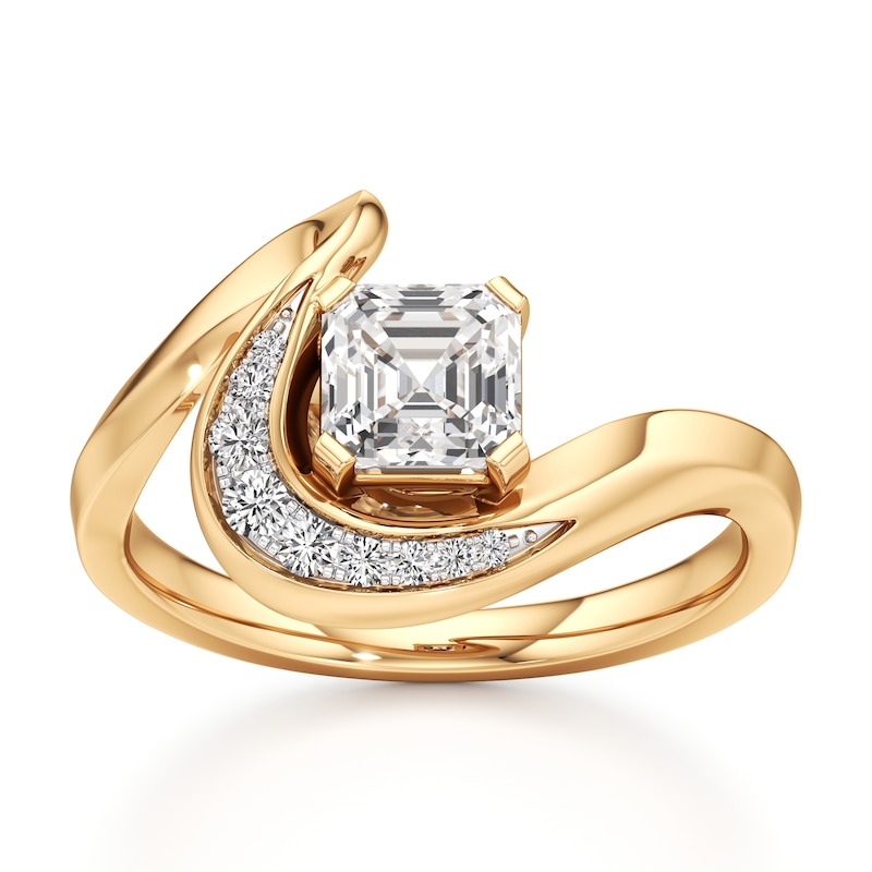 Main Image 1 of J'Lure Square-Emerald Step-Cut Lab-Grown Diamond Engagement Ring 1 ct tw 18K Yellow Gold