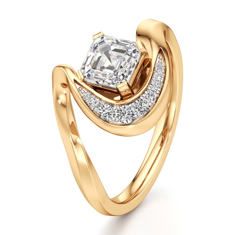 Main Image 4 of J'Lure Square-Emerald Step-Cut Lab-Grown Diamond Engagement Ring 1 ct tw 18K Yellow Gold