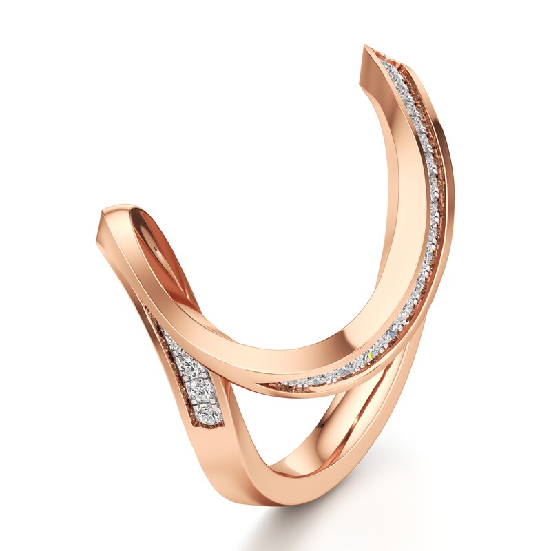 Main Image 4 of J'Lure Lab-Grown Diamond Contour Wedding Band 1/5 ct tw 18K Rose Gold