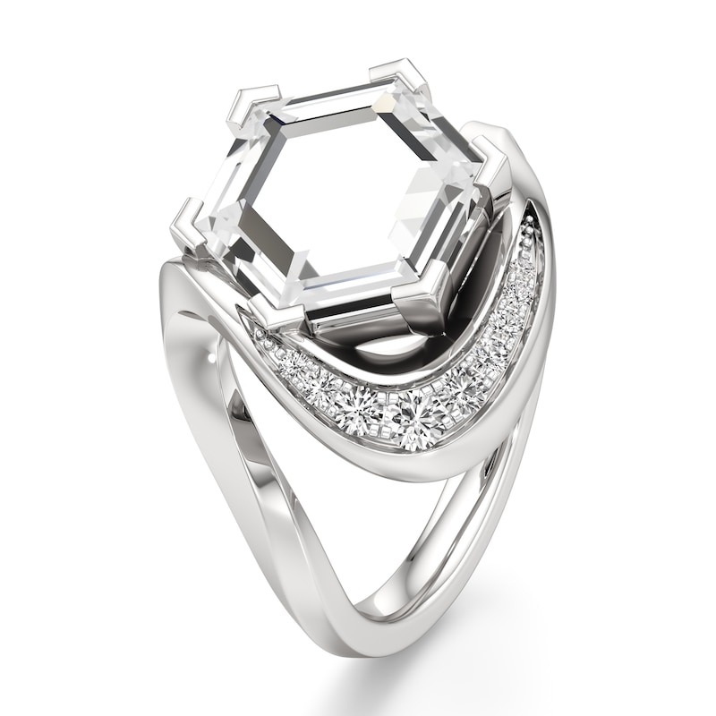 Main Image 4 of J'Lure Hexagon Portrait-Cut Lab-Created Diamond Engagement Ring 3 ct tw 18K White Gold
