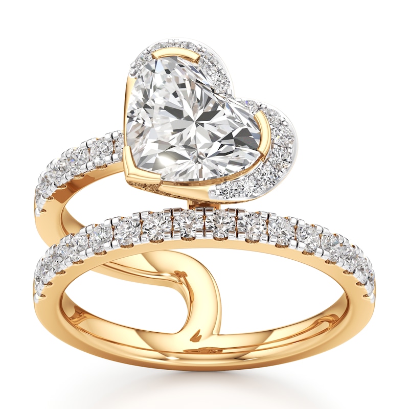 Main Image 1 of J'Lure Heart Brilliant-Cut Lab-Grown Diamond Spiral Engagement Ring 2-5/8 ct tw 18K Yellow Gold
