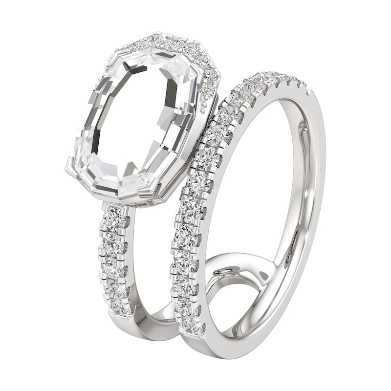 Main Image 4 of J'Lure Oval Portrait-Cut Lab-Grown Diamond Spiral Engagement Ring 2-1/2 ct tw 18K White Gold
