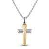 Thumbnail Image 1 of 1933 by Esquire Men's Diamond Cross Necklace 1/20 ct tw Sterling Silver with 14K Yellow Gold Plating 22"