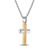 Thumbnail Image 2 of 1933 by Esquire Men's Diamond Cross Necklace 1/20 ct tw Sterling Silver with 14K Yellow Gold Plating 22"