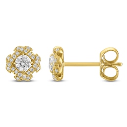 Unspoken Diamond Halo Stud Earrings 1/4 ct tw 14K Yellow Gold