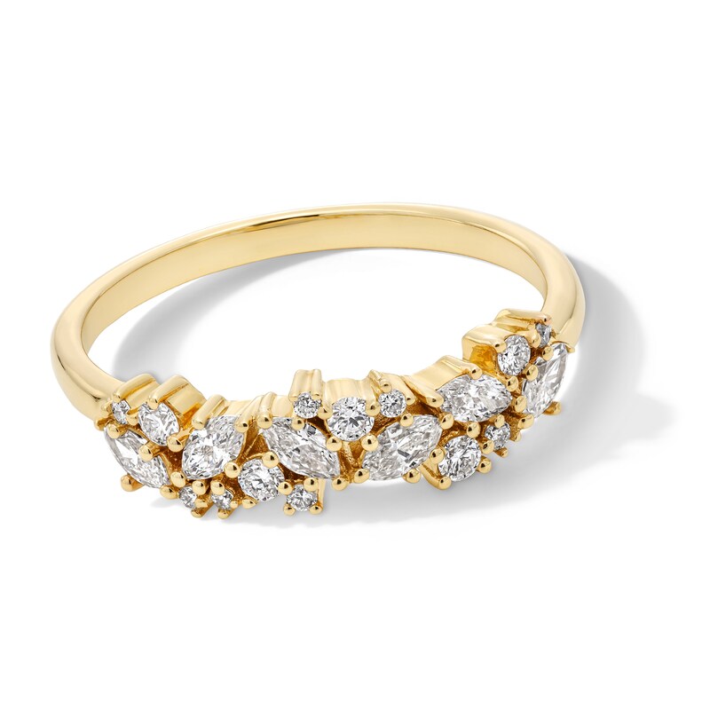 Main Image 1 of Marquise & Round-Cut Diamond Scatter Ring 3/8 ct tw 14K Yellow Gold