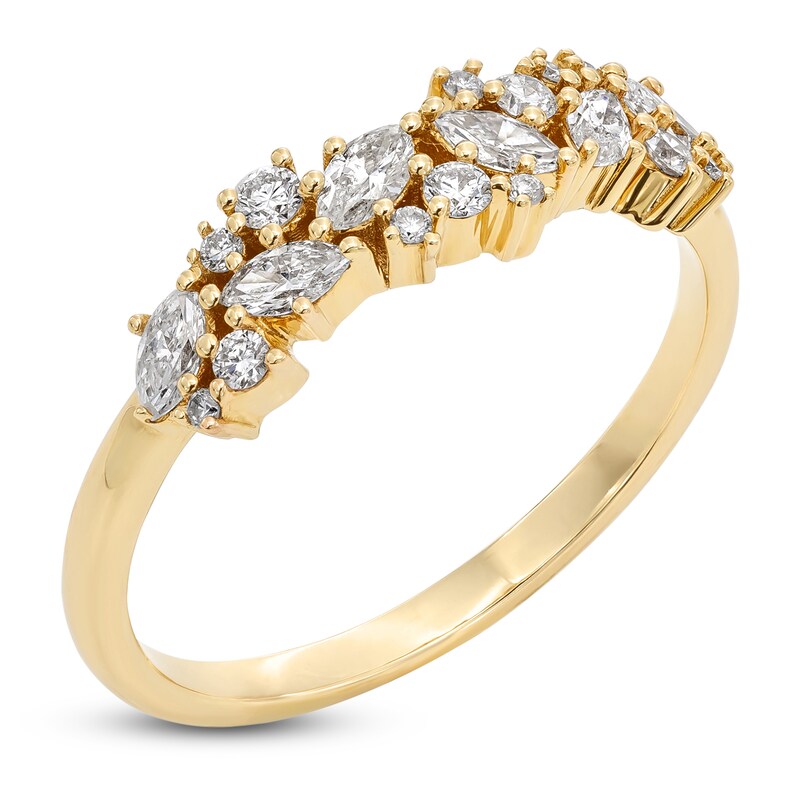 Main Image 2 of Marquise & Round-Cut Diamond Scatter Ring 3/8 ct tw 14K Yellow Gold
