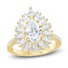 Thumbnail Image 1 of Pear-Shaped Lab-Grown Diamond Starburst Halo Engagement Ring 2-1/3 ct tw 14K Yellow Gold