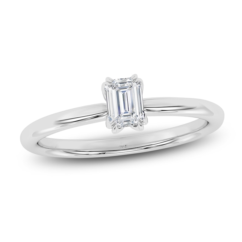 Main Image 1 of Emerald-Cut Diamond Solitaire Engagement Ring 1/2 ct tw 14K White Gold (I2/I)