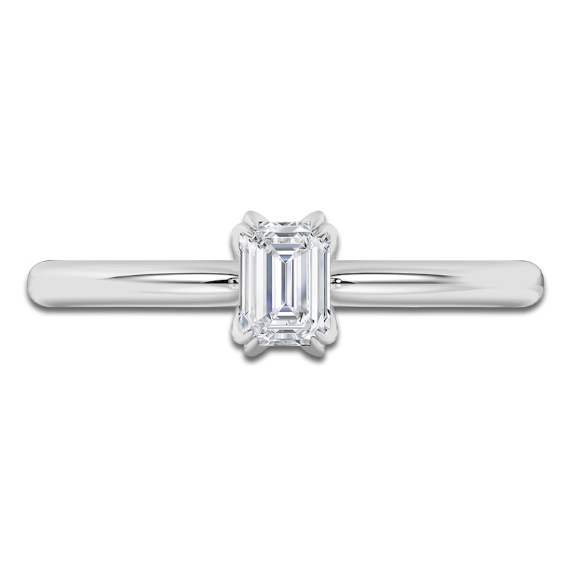 Main Image 3 of Emerald-Cut Diamond Solitaire Engagement Ring 1/2 ct tw 14K White Gold (I2/I)